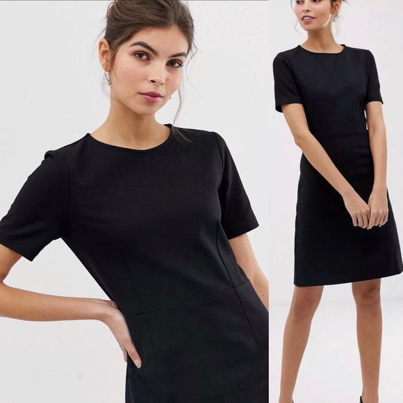 J. Crew Dresses & Skirts - J. Crew Black Wool Blend Dress Crew Neck Back Zipper Short Sleeve Size 8